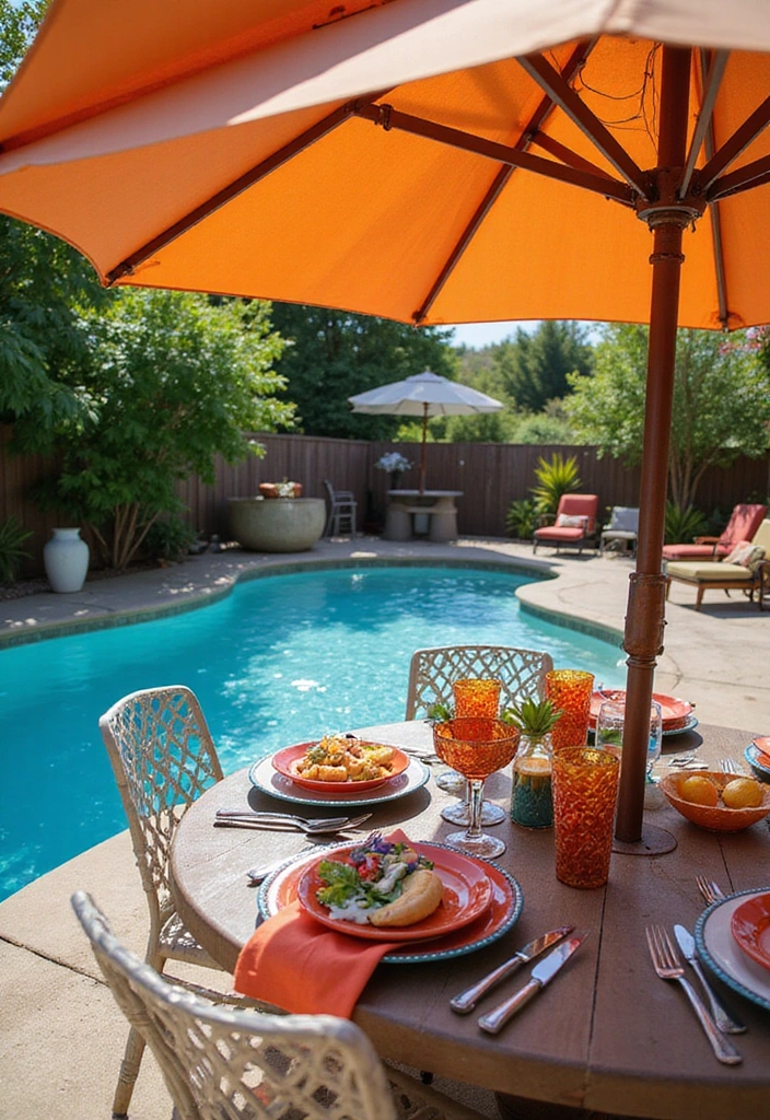 15 Gorgeous Ways to Decorate Your Above Ground Pool Area for Ultimate Relaxation! - 10. Outdoor Dining Area