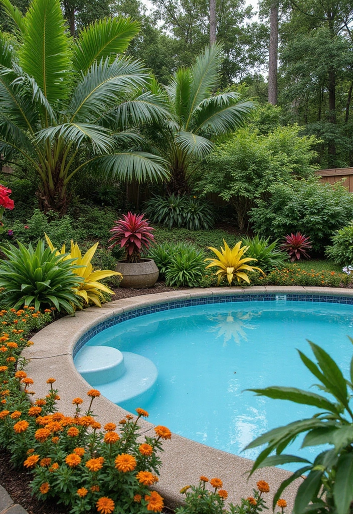 15 Gorgeous Ways to Decorate Your Above Ground Pool Area for Ultimate Relaxation! - 4. Vibrant Plant Life