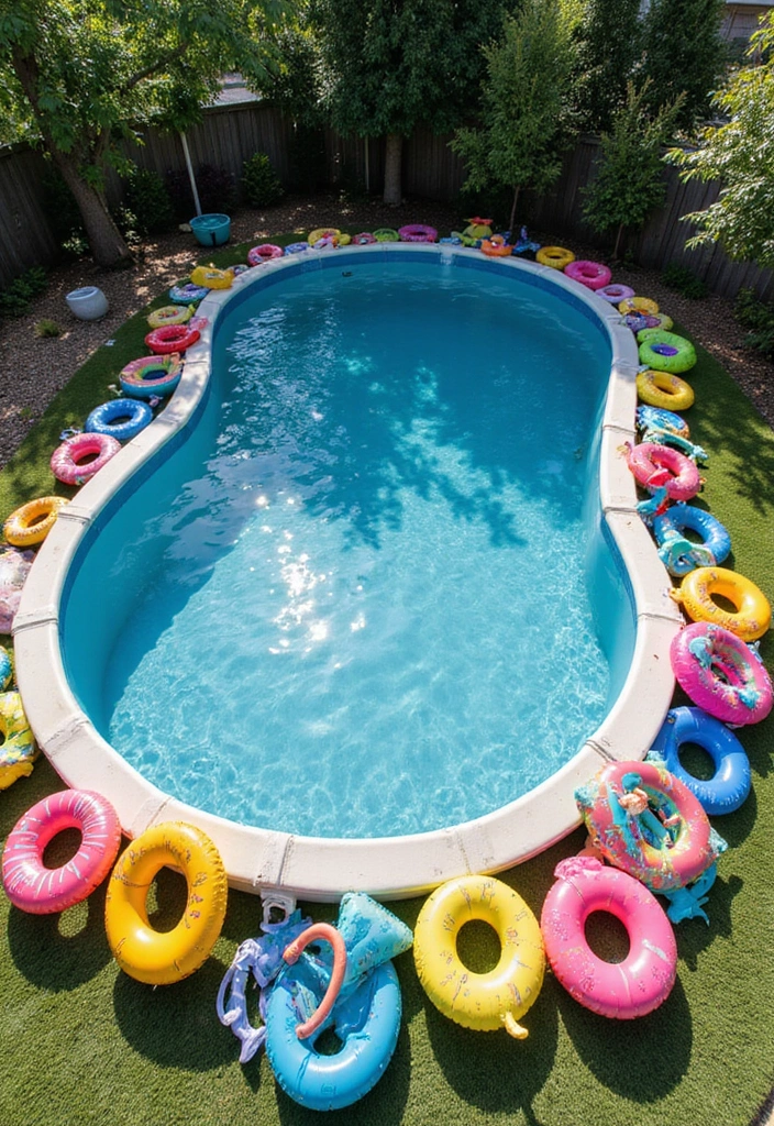 15 Gorgeous Ways to Decorate Your Above Ground Pool Area for Ultimate Relaxation! - 9. Pool Toys and Floaties