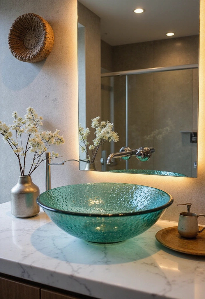 15 Stunning Bathroom Sink Designs That Will Transform Your Space (You Won't Believe #7!) - 12. Artistry in Glass: Glass Sinks