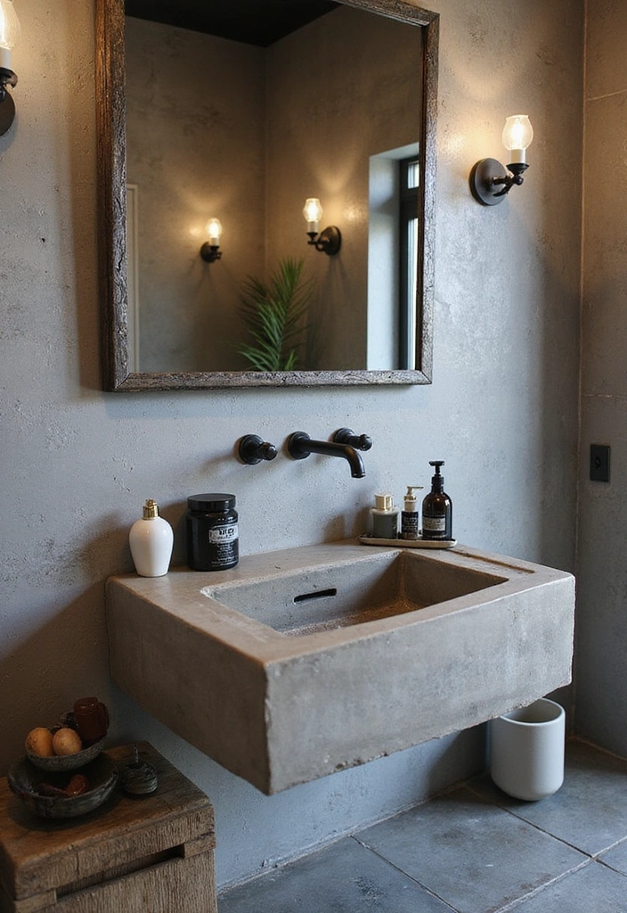 15 Stunning Bathroom Sink Designs That Will Transform Your Space (You Won't Believe #7!) - 8. Minimalist Marvel: Concrete Sinks