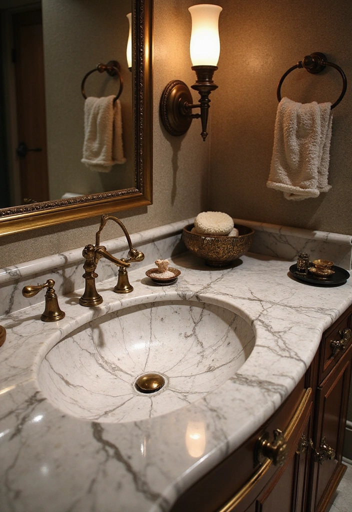 15 Stunning Bathroom Sink Designs That Will Transform Your Space (You Won't Believe #7!) - 9. Luxe Touch: Marble Sinks
