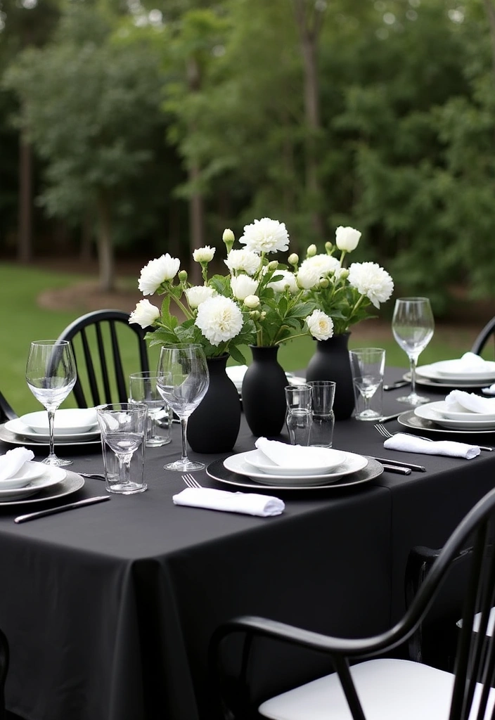 15 Stunning Summer Tablescapes That'll Make Your Guests Say 'Wow!' - 11. Sophisticated Black and White