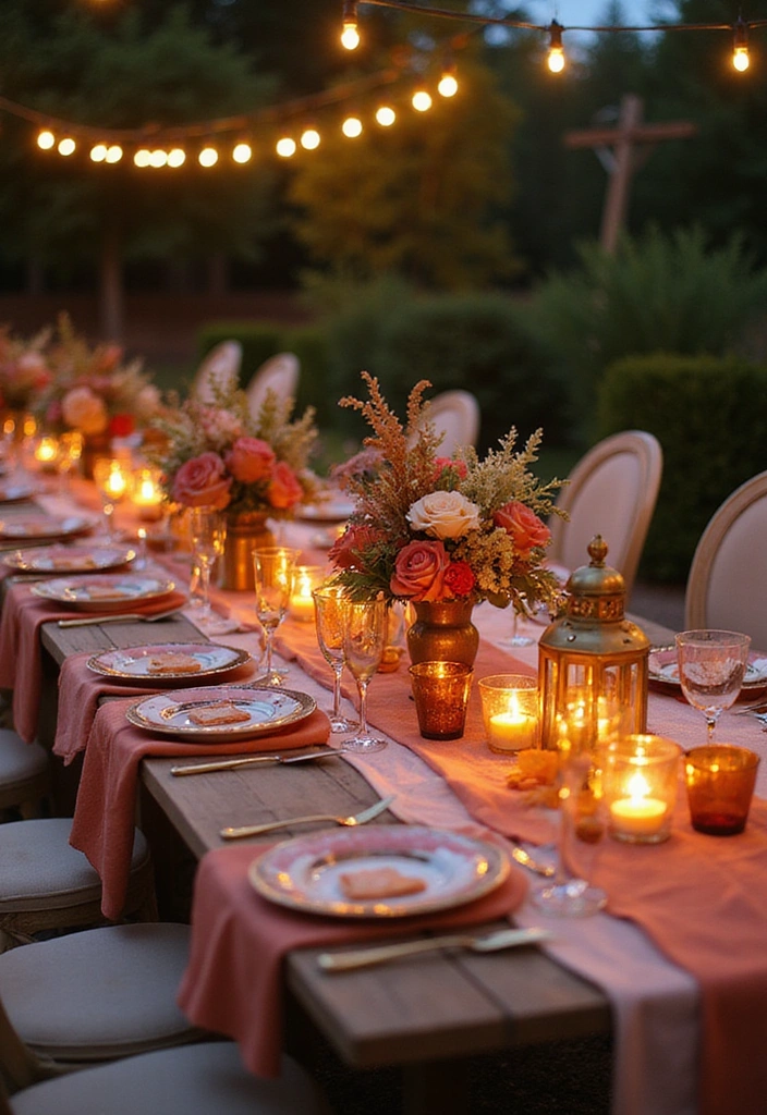 15 Stunning Summer Tablescapes That'll Make Your Guests Say 'Wow!' - 15. Sunset Glow