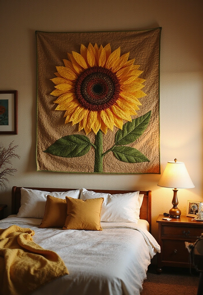 15 Stunning Sunflower Wall Art Ideas That Will Brighten Your Home Instantly! - 11. Sunflower Quilt Art