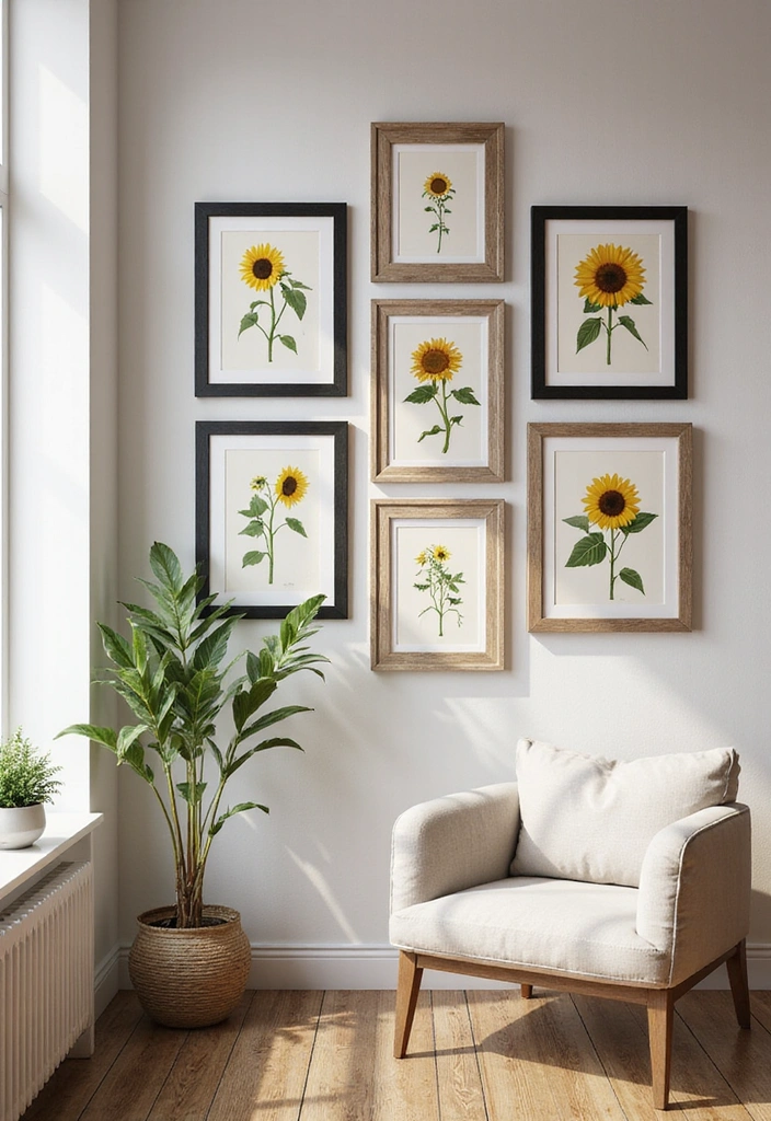 15 Stunning Sunflower Wall Art Ideas That Will Brighten Your Home Instantly! - 2. Framed Botanical Prints