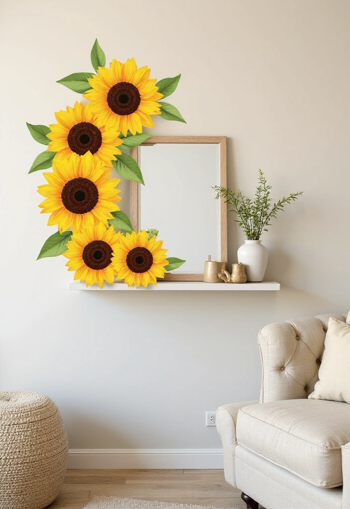15 Stunning Sunflower Wall Art Ideas That Will Brighten Your Home Instantly! - 3. Sunflower Wall Decals