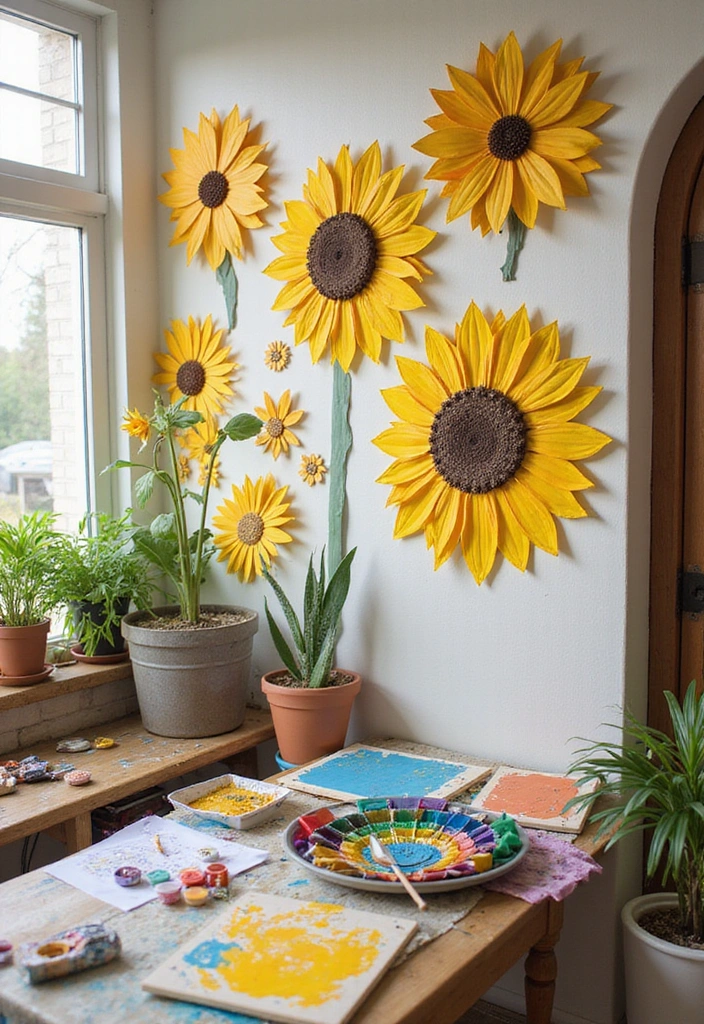 15 Stunning Sunflower Wall Art Ideas That Will Brighten Your Home Instantly! - 5. DIY Sunflower Wall Art