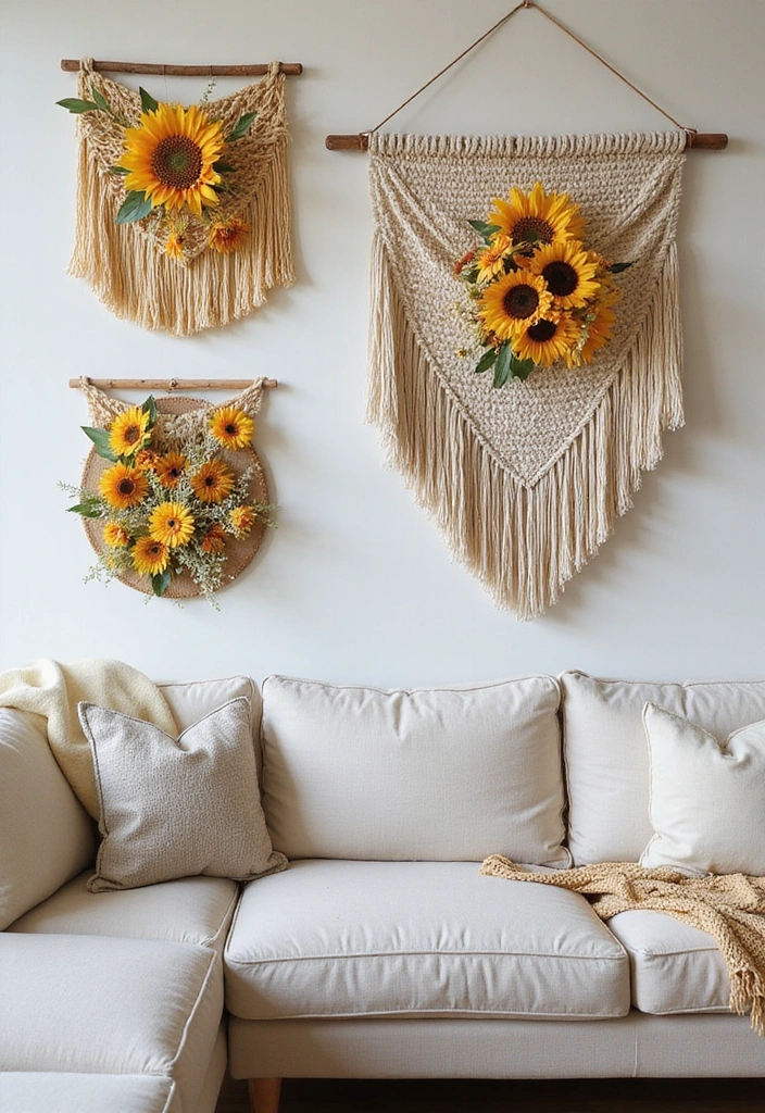 15 Stunning Sunflower Wall Art Ideas That Will Brighten Your Home Instantly! - 6. Textured Wall Hangings