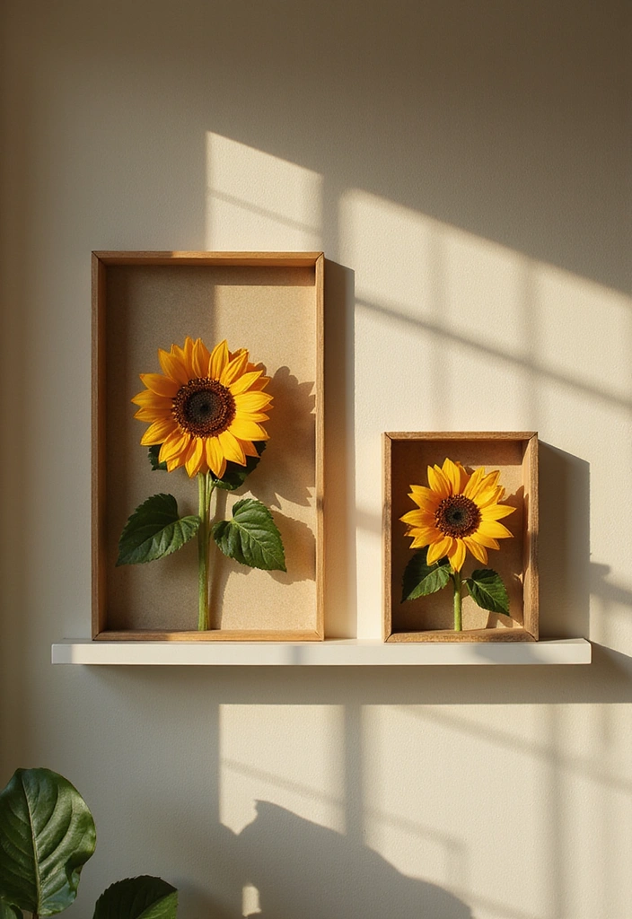 15 Stunning Sunflower Wall Art Ideas That Will Brighten Your Home Instantly! - 9. Sunflower Shadow Boxes
