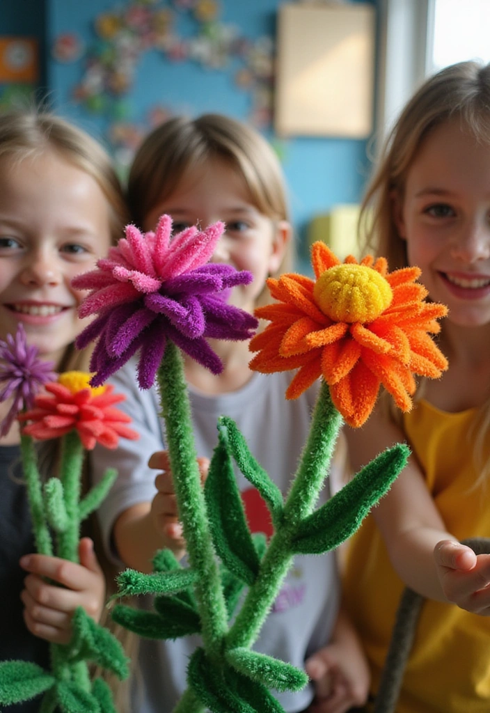 18 Fun Pipe Cleaner Flower Activities That Will Keep Your Kids Busy for Hours! - 10. Pipe Cleaner Flower Puppets