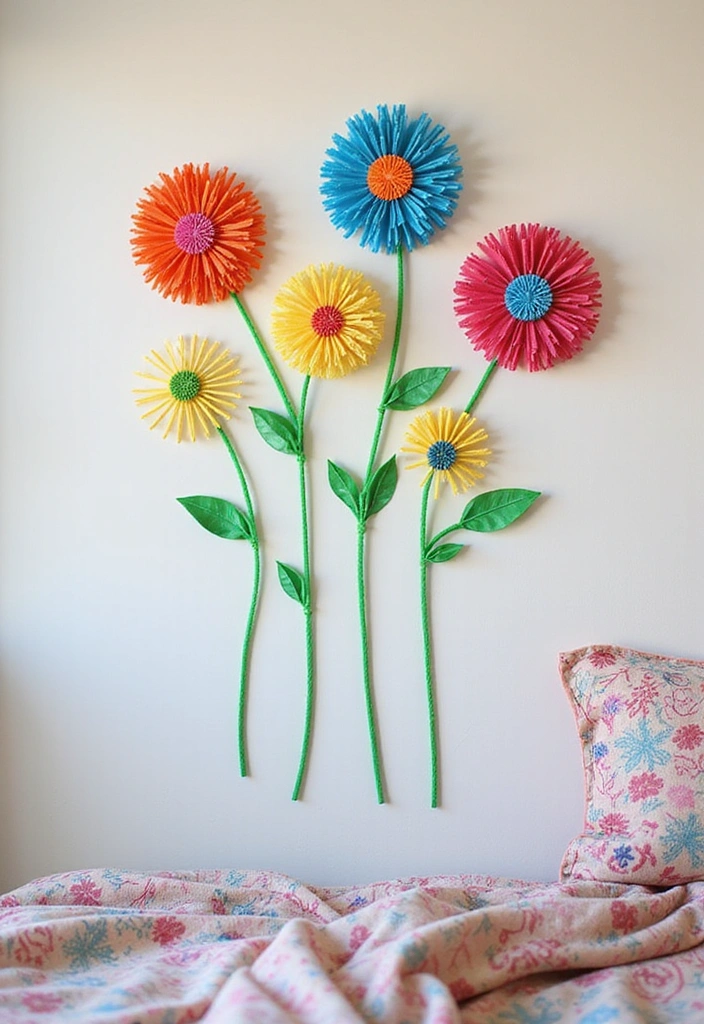 18 Fun Pipe Cleaner Flower Activities That Will Keep Your Kids Busy for Hours! - 12. Pipe Cleaner Flower Wall Art