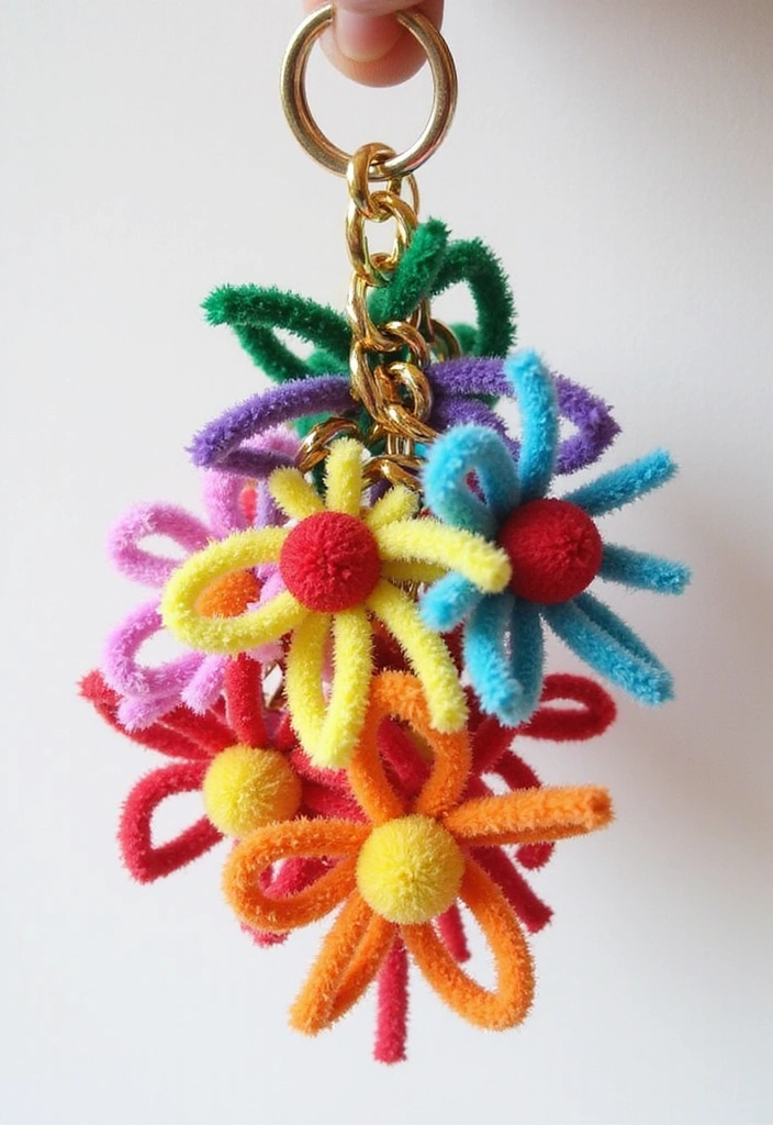 18 Fun Pipe Cleaner Flower Activities That Will Keep Your Kids Busy for Hours! - 13. Pipe Cleaner Flower Keychains