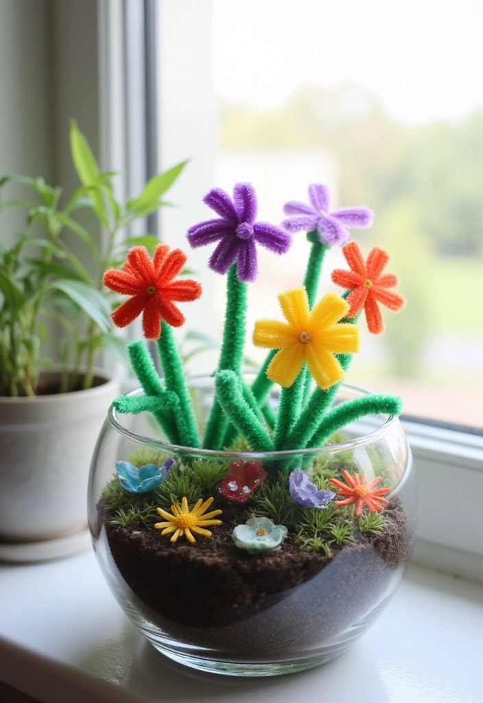 18 Fun Pipe Cleaner Flower Activities That Will Keep Your Kids Busy for Hours! - 14. DIY Terrarium with Pipe Cleaner Flowers