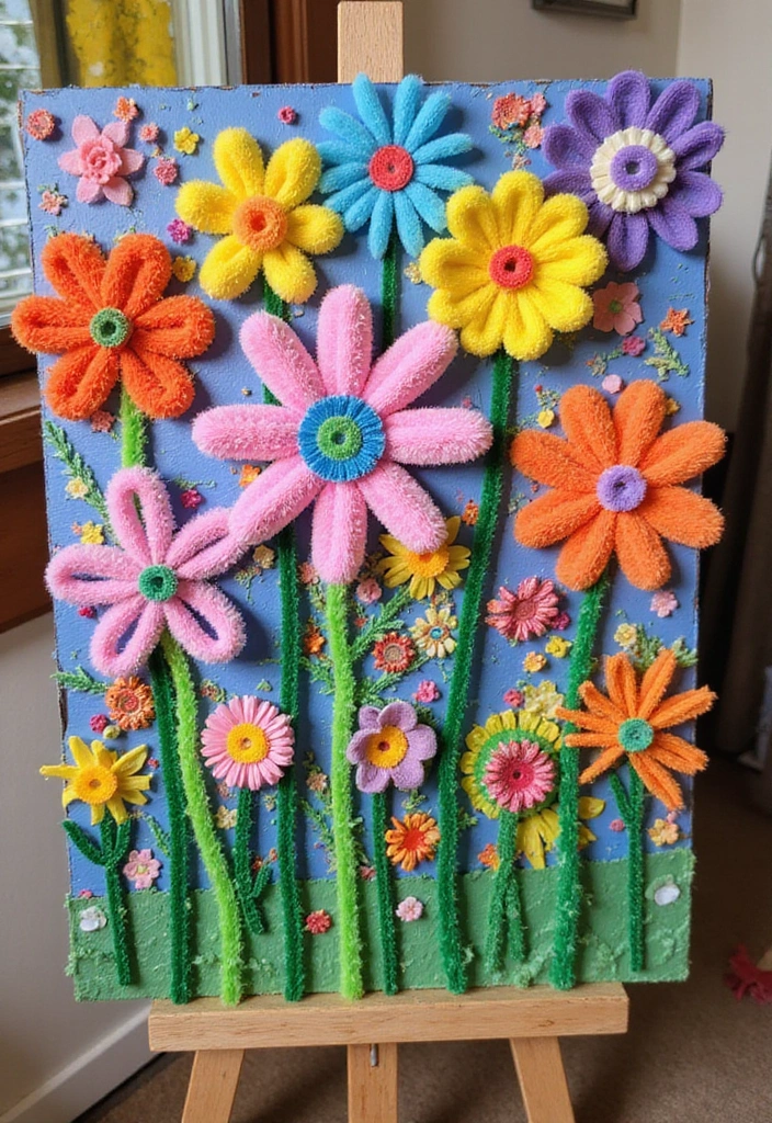 18 Fun Pipe Cleaner Flower Activities That Will Keep Your Kids Busy for Hours! - 17. Pipe Cleaner Flower Collage