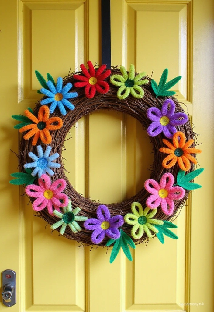 18 Fun Pipe Cleaner Flower Activities That Will Keep Your Kids Busy for Hours! - 2. Whimsical Wreath