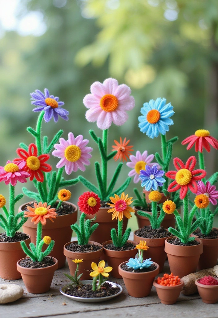 18 Fun Pipe Cleaner Flower Activities That Will Keep Your Kids Busy for Hours! - 6. Garden of Pipe Cleaner Flowers