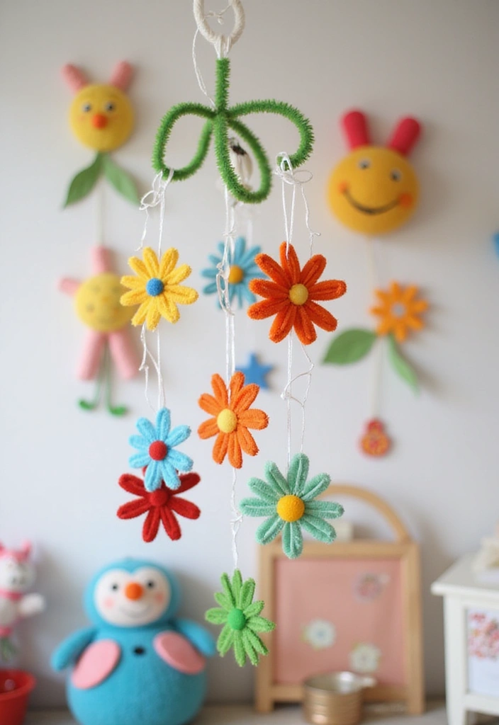 18 Fun Pipe Cleaner Flower Activities That Will Keep Your Kids Busy for Hours! - 8. Pipe Cleaner Flower Mobile