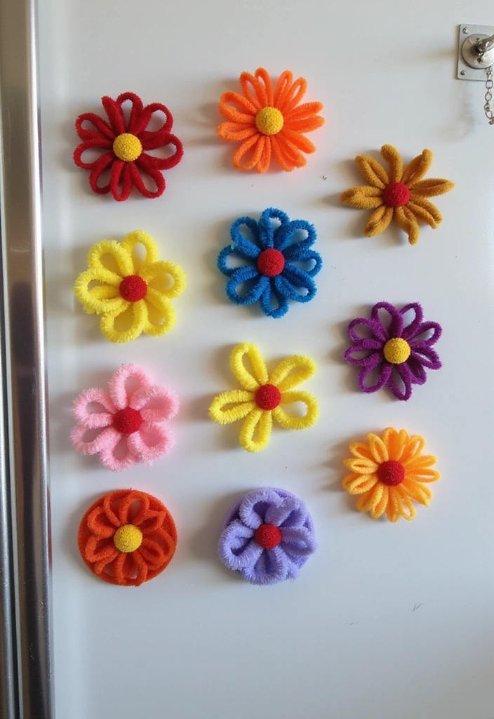 18 Fun Pipe Cleaner Flower Activities That Will Keep Your Kids Busy for Hours! - 9. Pipe Cleaner Flower Magnets