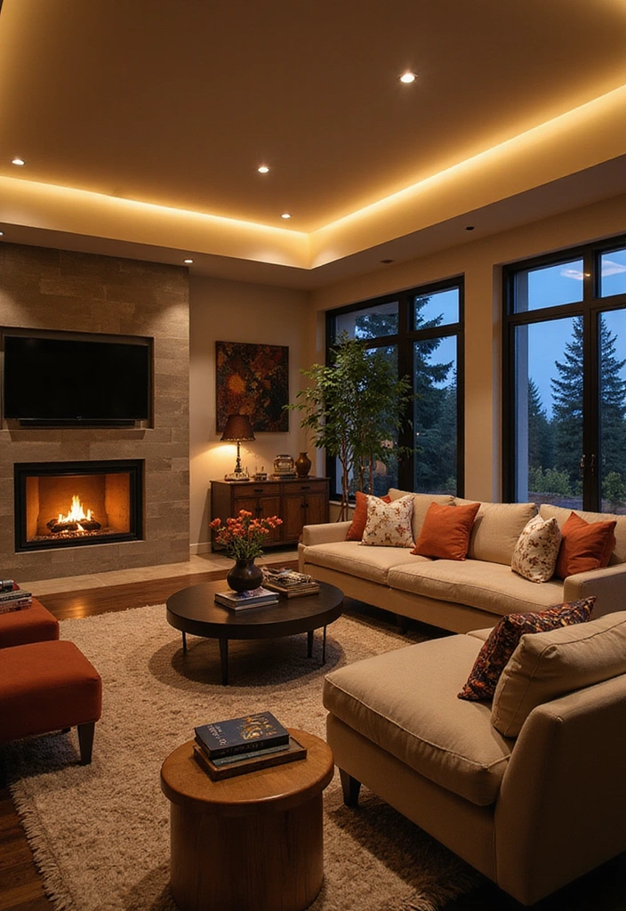50 Living Room Ideas That Will Transform Your Space (Wait Until You See #27!) - 21. Layered Lighting