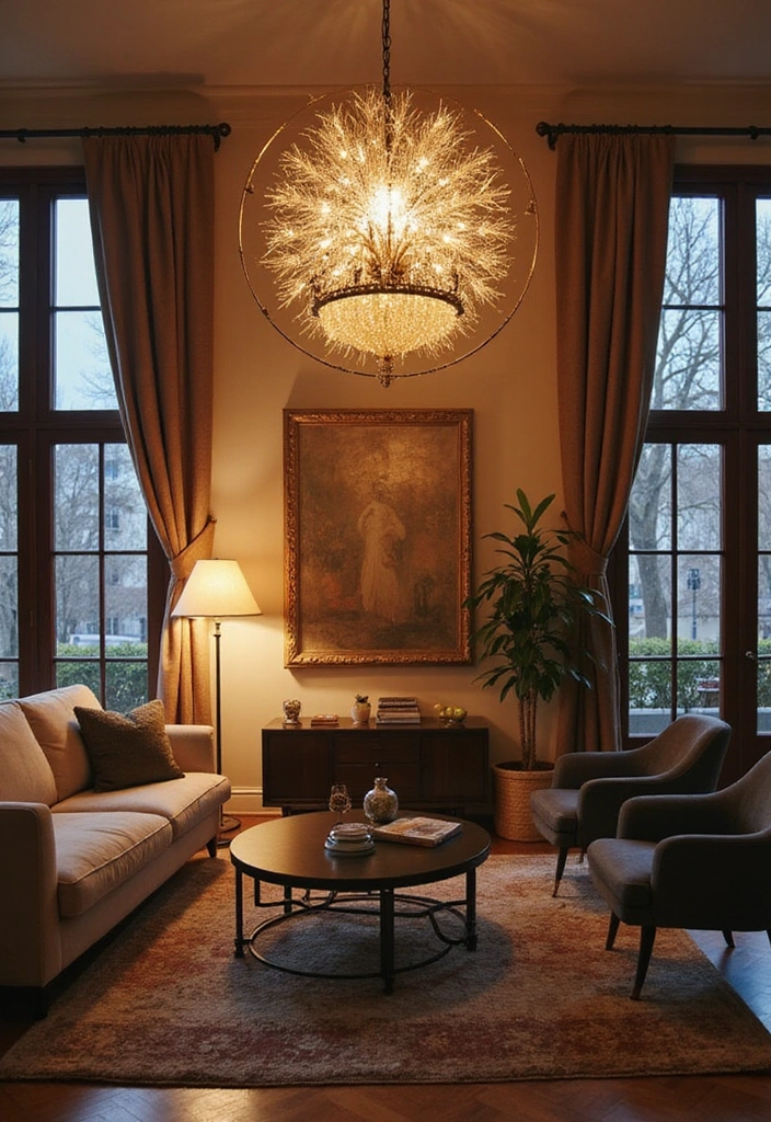 50 Living Room Ideas That Will Transform Your Space (Wait Until You See #27!) - 23. Artistic Light Fixtures