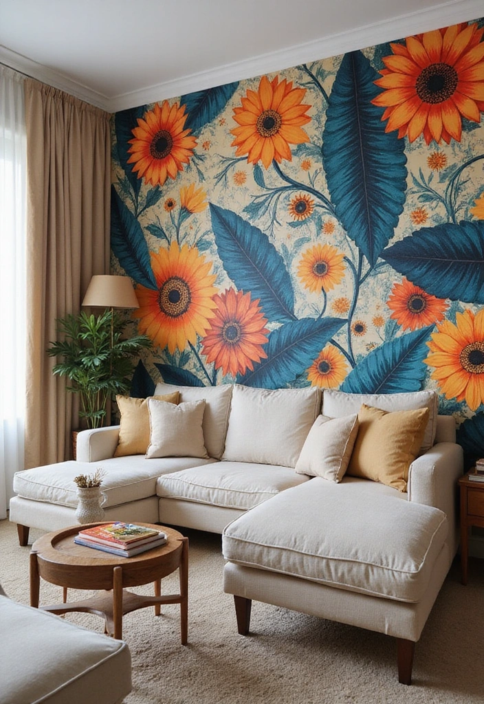 50 Living Room Ideas That Will Transform Your Space (Wait Until You See #27!) - 23. Artistic Wallpaper