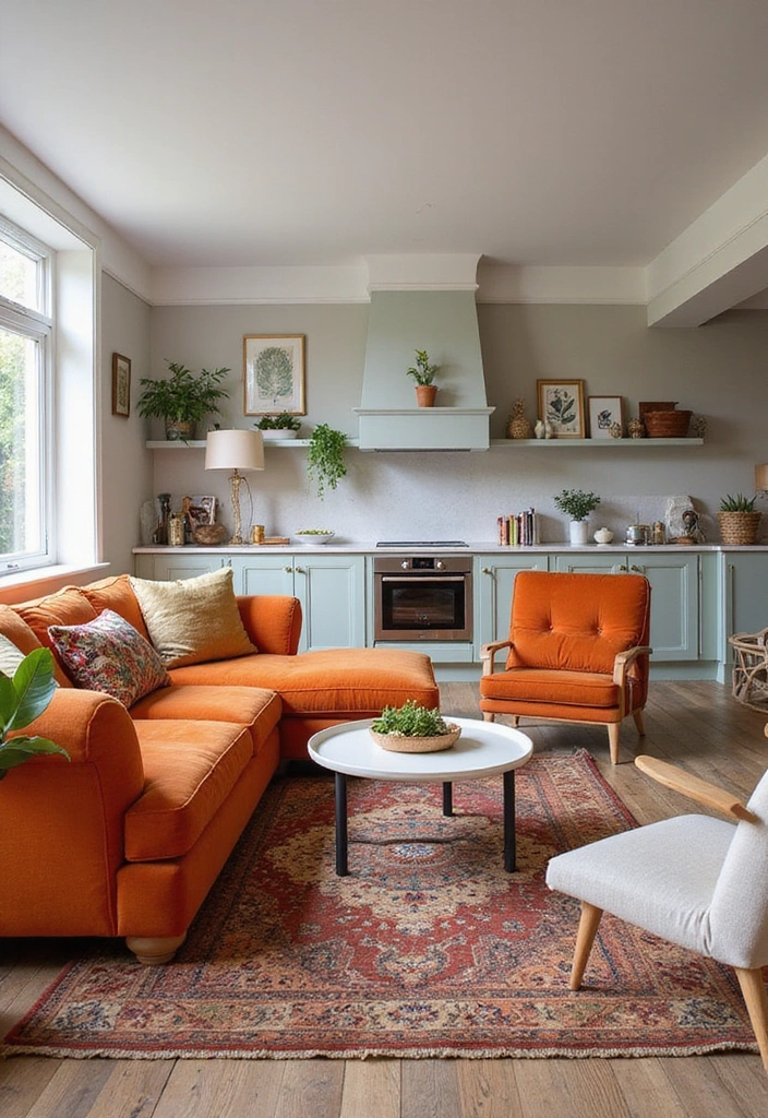 50 Living Room Ideas That Will Transform Your Space (Wait Until You See #27!) - 33. Colorful Kitchen Integration