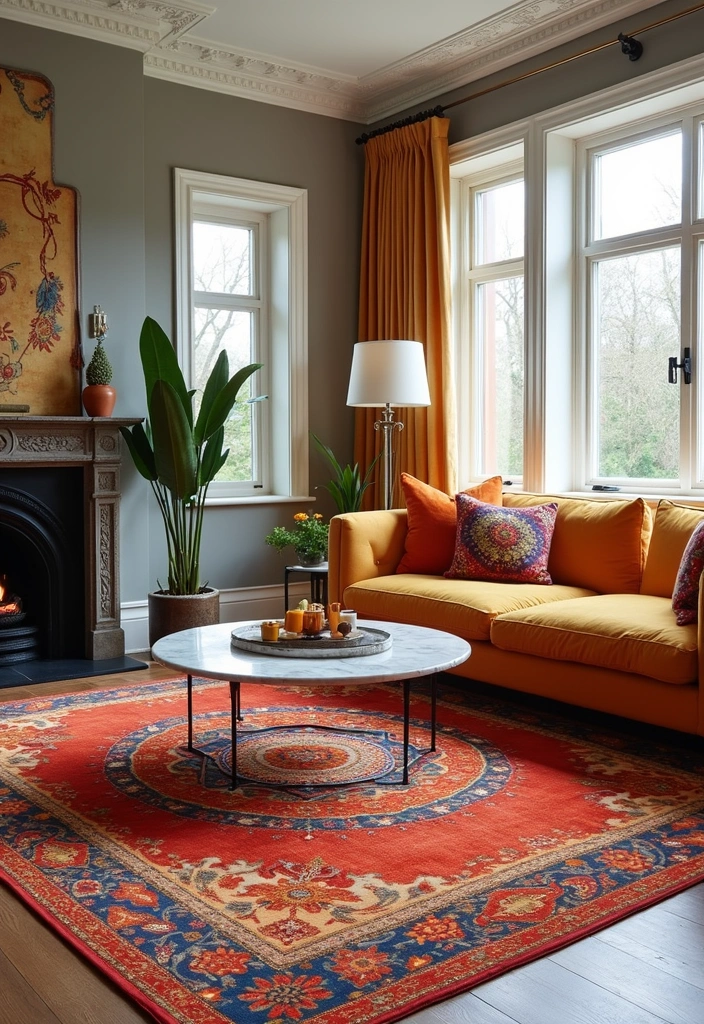 50 Living Room Ideas That Will Transform Your Space (Wait Until You See #27!) - 41. Bold Area Rugs