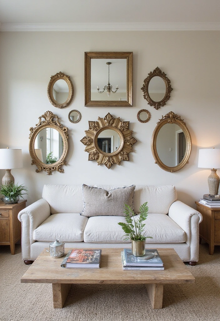 50 Living Room Ideas That Will Transform Your Space (Wait Until You See #27!) - 45. Unique Wall Mirrors