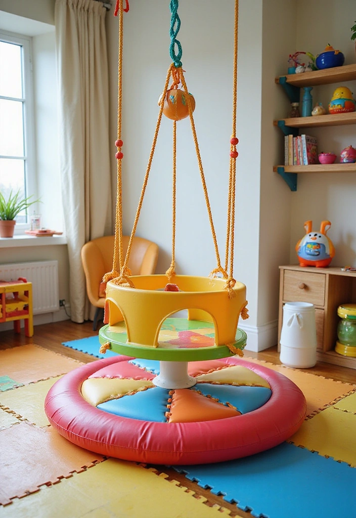 10 Adorable Home Decor Swings for Kids That'll Transform Their Playroom into a Wonderland! - 10. Colorful Swing Set for Indoor Play