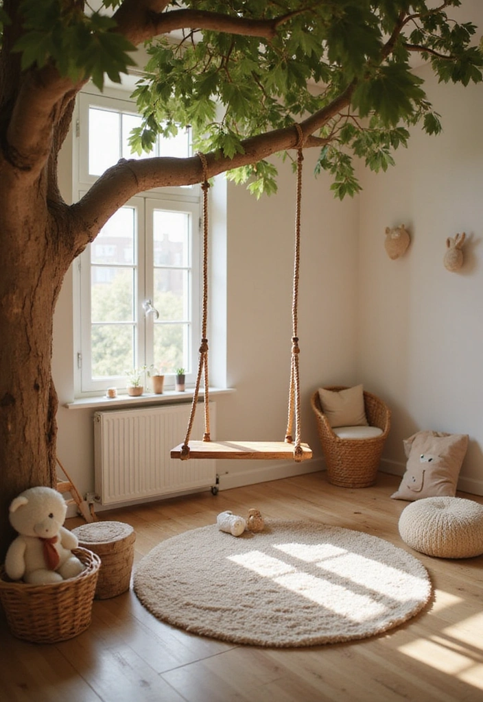 10 Adorable Home Decor Swings for Kids That'll Transform Their Playroom into a Wonderland! - 3. Chic Wooden Tree Swing