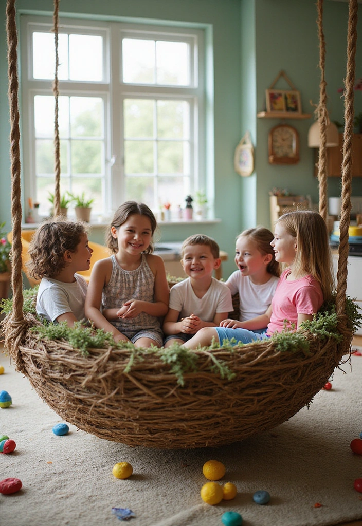 10 Adorable Home Decor Swings for Kids That'll Transform Their Playroom into a Wonderland! - 8. Nest Swing for Group Fun