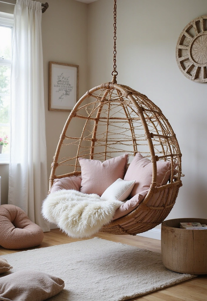 10 Adorable Home Decor Swings for Kids That'll Transform Their Playroom into a Wonderland! - 9. Elegant Hanging Chair for a Modern Look