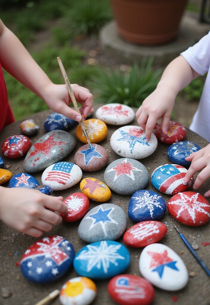 10 Fun July 4 Kids Decor Crafts That Will Spark Their Creativity! - 3. Patriotic Painted Rocks