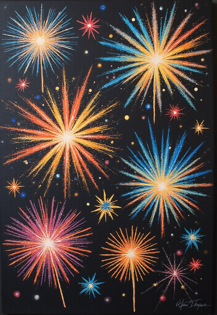 10 Fun July 4 Kids Decor Crafts That Will Spark Their Creativity! - 6. Sparkling Firework Paintings