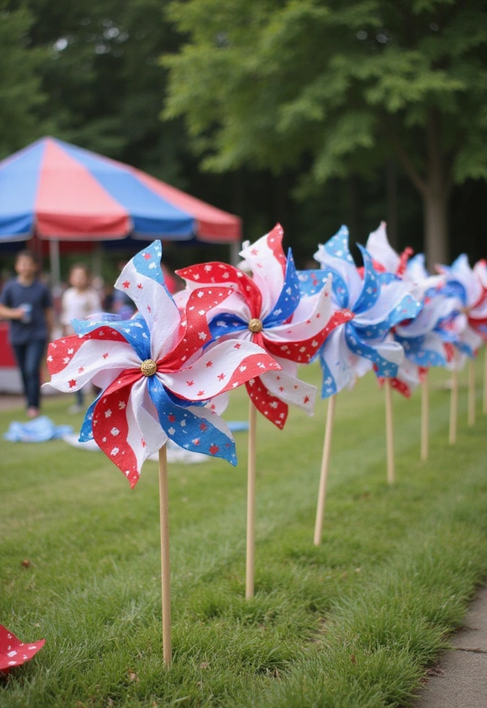 10 Fun July 4 Kids Decor Crafts That Will Spark Their Creativity! - 8. Patriotic Pinwheels