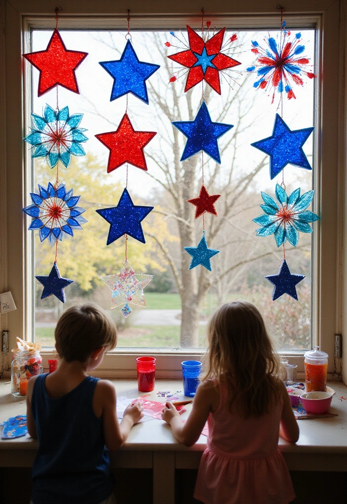 10 Fun July 4 Kids Decor Crafts That Will Spark Their Creativity! - 9. July 4th Themed Suncatchers
