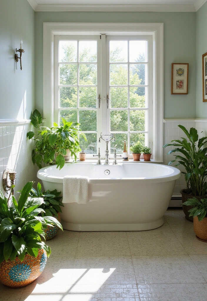 10 Stunning Mosaic Bathroom Ideas That Will Transform Your Space (You Won't Believe #5!) - 10. Indoor Plants with Mosaic Planters