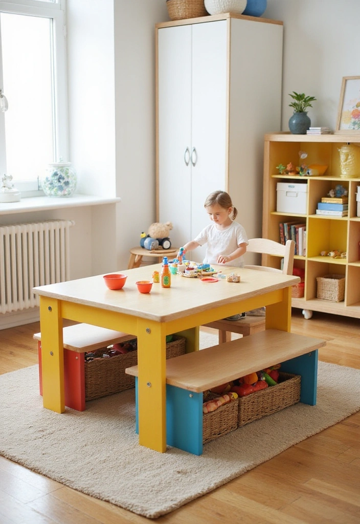 10 Versatile Play Tables for Kids That Double as Storage (You'll Love #3!) - 4. Convertible Table and Bench Set