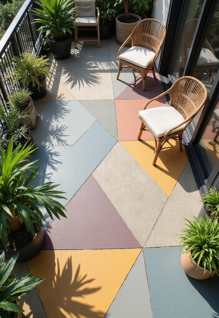 12 Eye-Catching Balcony Patterns That'll Make You Want to Spend All Day Outside! - 1. Geometric Tile Magic