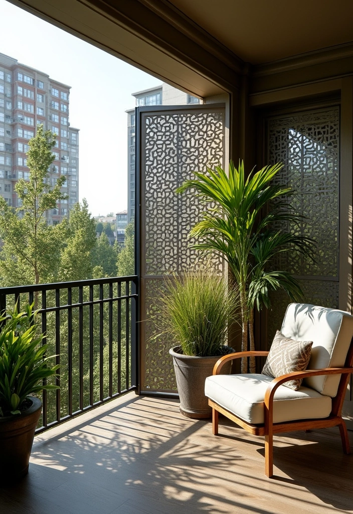 12 Eye-Catching Balcony Patterns That'll Make You Want to Spend All Day Outside! - 11. Patterned Privacy Screens