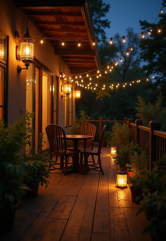 12 Eye-Catching Balcony Patterns That'll Make You Want to Spend All Day Outside! - 12. Layered Lighting