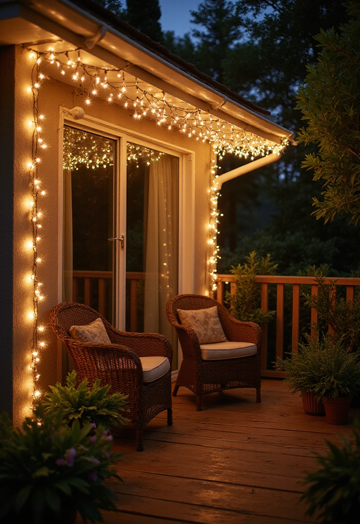 12 Eye-Catching Balcony Patterns That'll Make You Want to Spend All Day Outside! - 4. Charming Fairy Lights