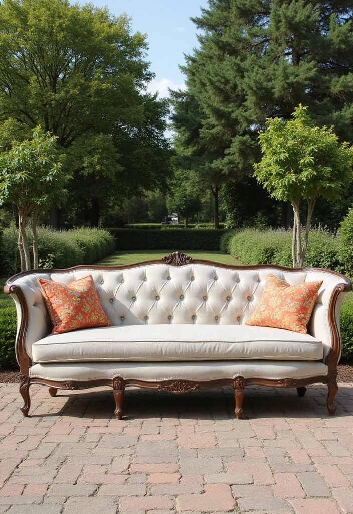 12 Fancy Garden Chairs That Will Transform Your Outdoor Space Into a Chic Retreat! - 7. Elegant Tufted Sofa