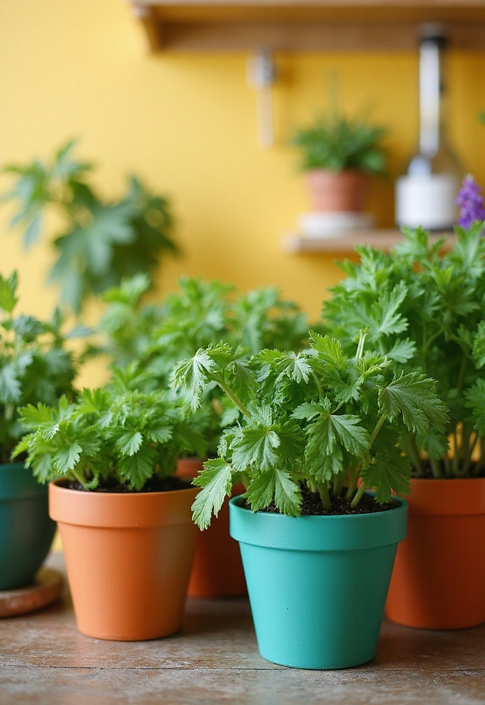 12 Indoor Herb Garden Ideas That Will Spice Up Your Cooking (Wait Until You See #4!) - 12. Colorful Herb Pots