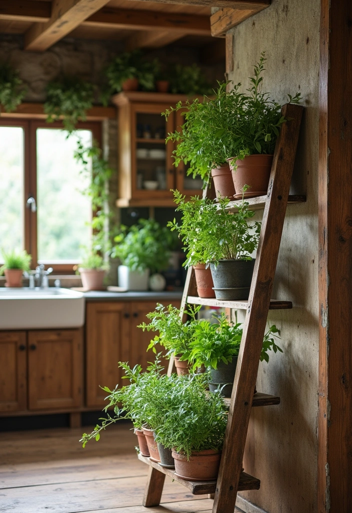 12 Indoor Herb Garden Ideas That Will Spice Up Your Cooking (Wait Until You See #4!) - 7. DIY Vertical Gardener's Ladder
