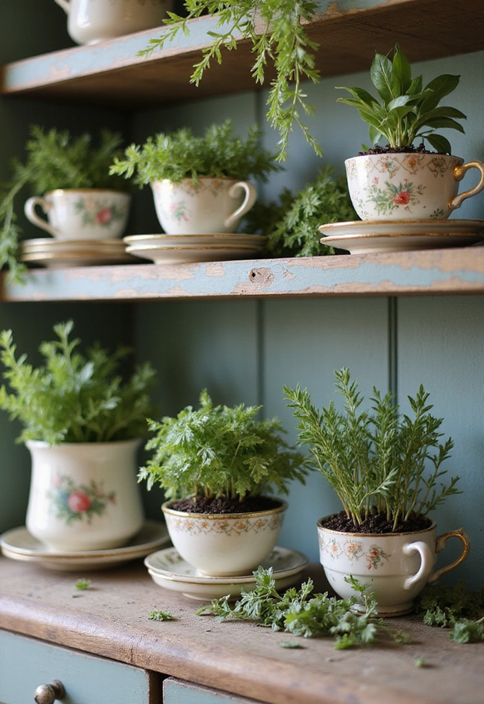 12 Indoor Herb Garden Ideas That Will Spice Up Your Cooking (Wait Until You See #4!) - 8. Repurposed Teacup Garden