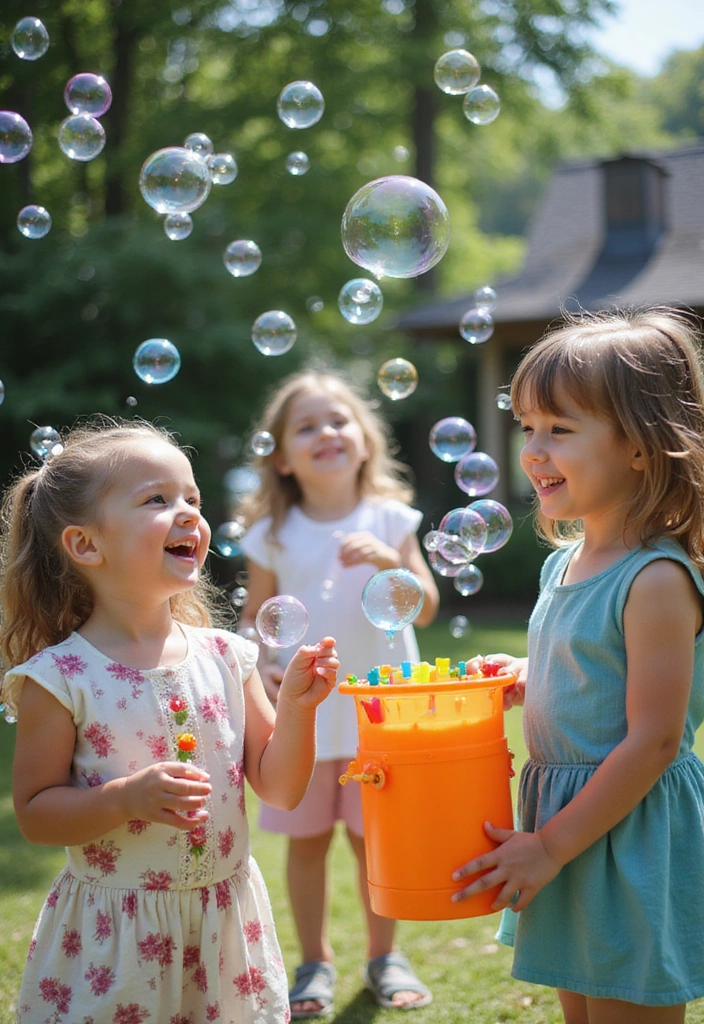 12 Interactive Kids Party Decor Ideas That'll Keep Little Hands Busy! - 7. Bubble Station