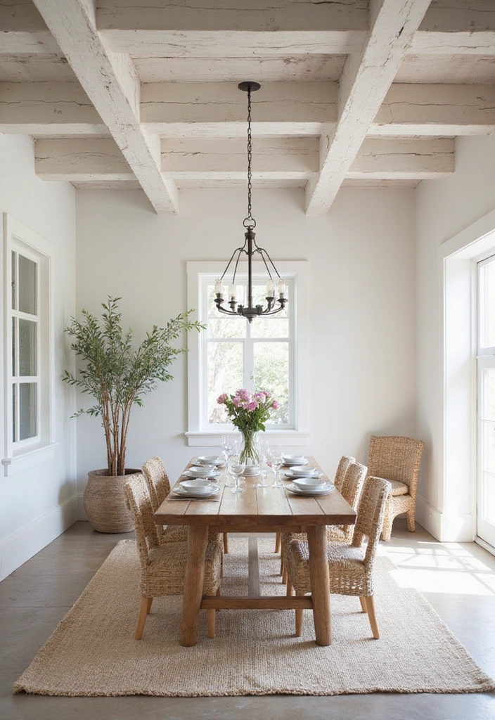 12 Stunning Wall Beam Ideas That'll Transform Your Home into a Rustic Retreat! - 2. Whitewashed Beams for a Bright, Airy Feel