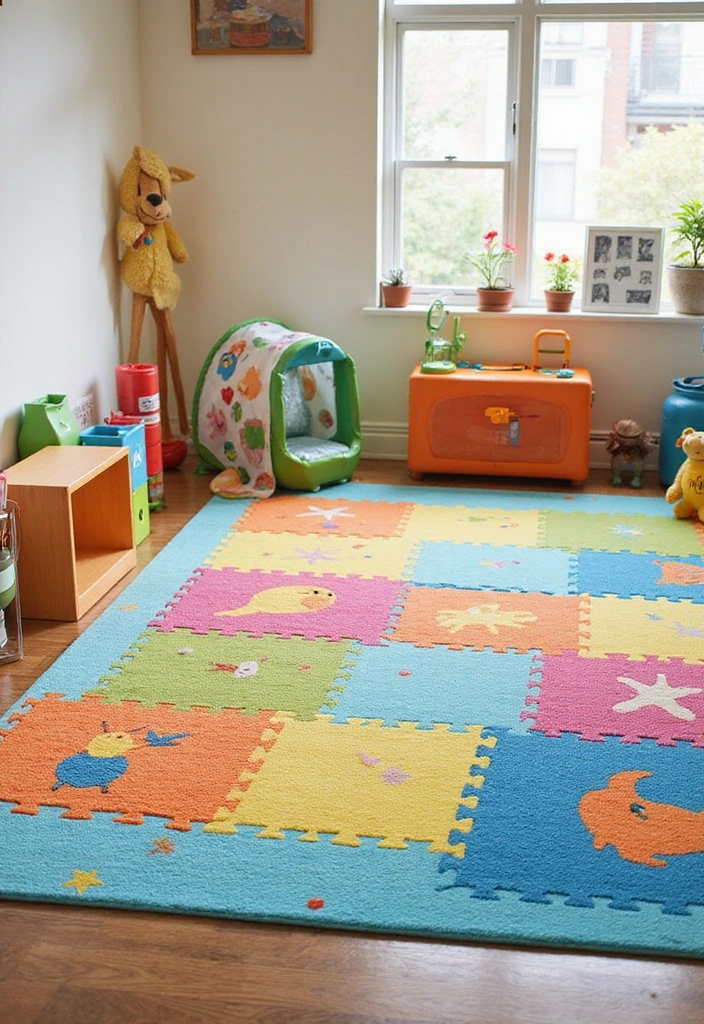 13 Genius Play Space Organization Hacks That'll Keep the Chaos at Bay! - 12. Playful Rugs
